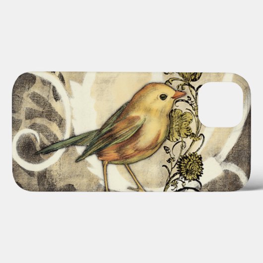 ヴィンテージの背景の黄色および緑の鳥 Case-Mate iPhoneケース (裏面 (横))