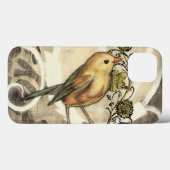ヴィンテージの背景の黄色および緑の鳥 Case-Mate iPhoneケース (裏面 (横))