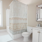 ヴィンテージの背景を刺繍、グリッド付き シャワーカーテン (インサイチュ)