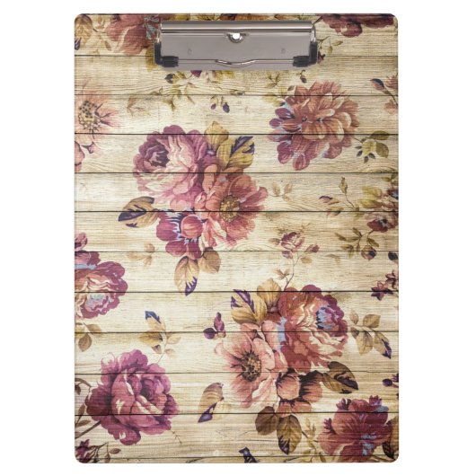 ヴィンテージの背景モダンエレガントバラ クリップボード (正面)