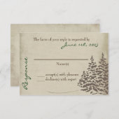ヴィンテージの背部が付いている常緑の結婚式の応答カード 出欠カード (正面/裏面)