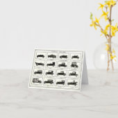 ヴィンテージの自動車イラストレーションを含むNotecard カード (黄色い花)