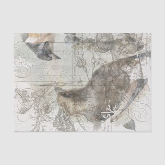 ヴィンテージの自然のコラージュのティッシュ 薄葉紙 (正面)