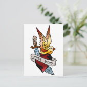 ヴィンテージの自由な鳥の入れ墨 ポストカード (スタンド正面)