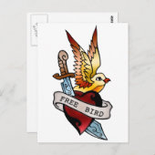 ヴィンテージの自由な鳥の入れ墨 ポストカード (正面/裏面)