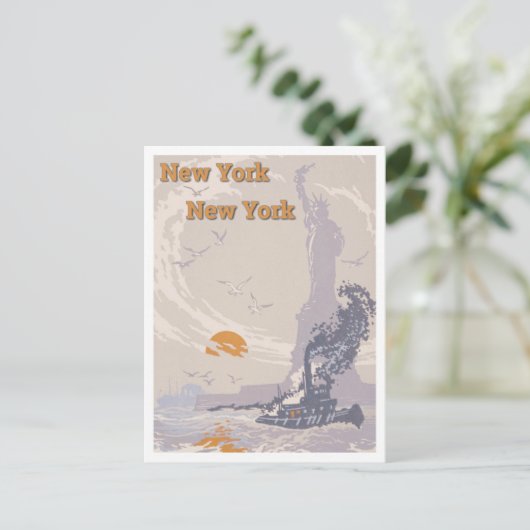 ヴィンテージの自由の女神ニューヨーク旅行 ポストカード (スタンド正面)