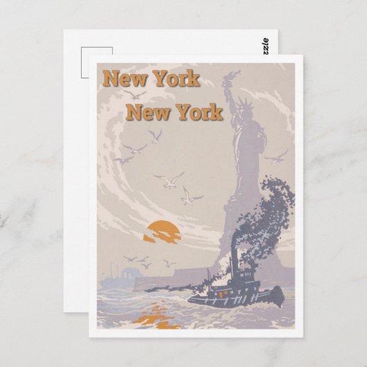 ヴィンテージの自由の女神ニューヨーク旅行 ポストカード (正面/裏面)