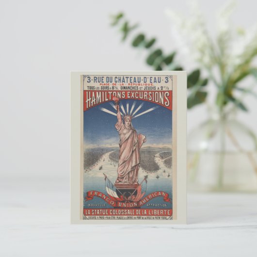 ヴィンテージの自由の女神パリへニューヨーク ポストカード (スタンド正面)