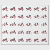 ヴィンテージの自転車およびクリスマスツリーのデザイン ラッピングペーパー (フラット)