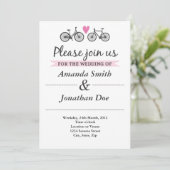 ヴィンテージの自転車およびハートの結婚式招待状 招待状 (スタンド正面)