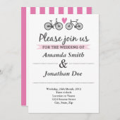 ヴィンテージの自転車およびハートの結婚式招待状 招待状 (正面/裏面)