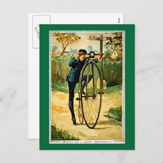 ヴィンテージの自転車のクリスマスカード シーズンポストカード (正面/裏面)