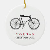 ヴィンテージの自転車のクリスマス セラミックオーナメント (正面)