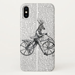 ヴィンテージの自転車のダンディなシカ iPhone X ケース