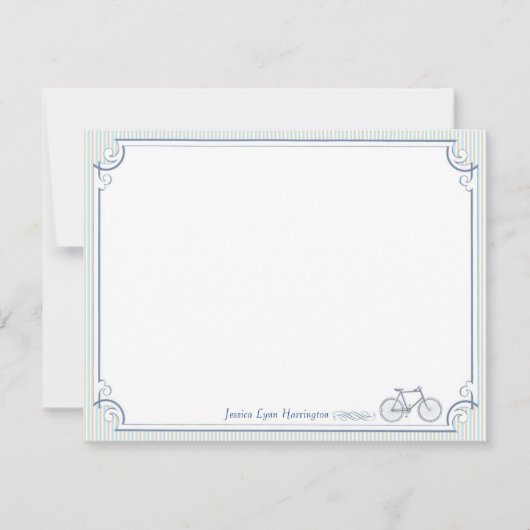 ヴィンテージの自転車のパーソナライズで平らなメッセージカード 招待状 (正面)