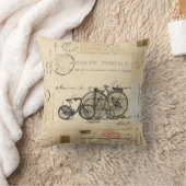 ヴィンテージの自転車のフランスのな郵便はがきの枕 クッション (ブランケット)