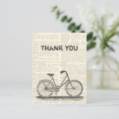 ヴィンテージの自転車のブラウン辞書のページありがとう ポストカード (スタンド正面)