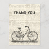 ヴィンテージの自転車のブラウン辞書のページありがとう ポストカード (正面)