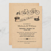 ヴィンテージの自転車のベビーシャワーの招待状 招待状 (正面/裏面)