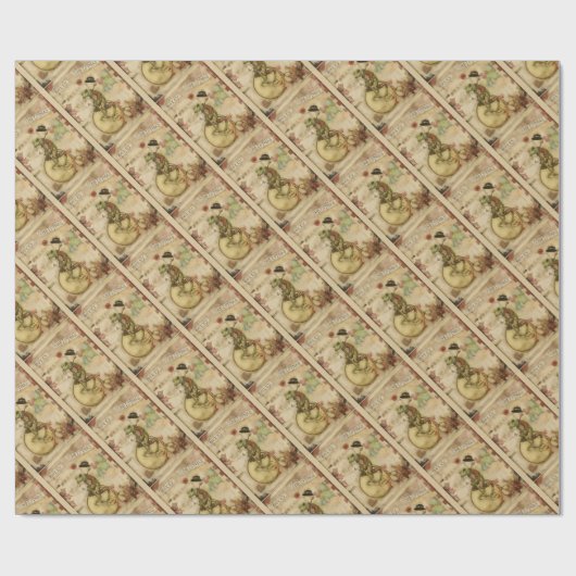 ヴィンテージの自転車のメリーで小さいクリスマスのカエル ラッピングペーパー (フラット)