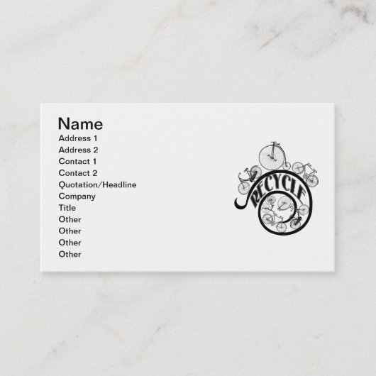 ヴィンテージの自転車のリサイクルの服装およびギフト 名刺 (正面)