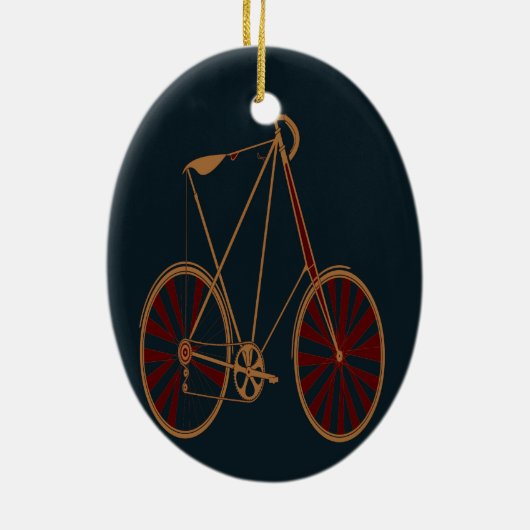 ヴィンテージの自転車の古い学校の紫系統のバイク セラミックオーナメント (裏面)