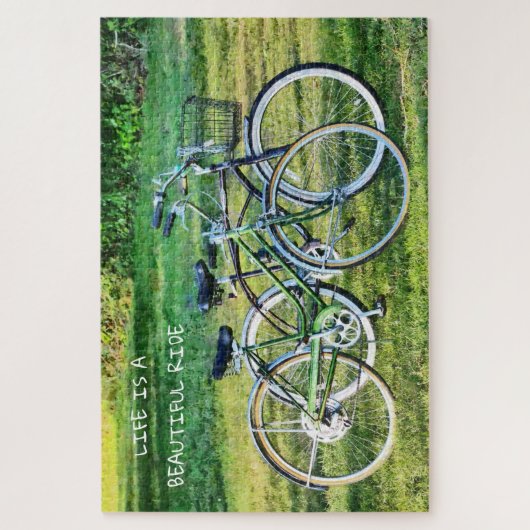 ヴィンテージの自転車の夏の交通機関の生命乗車 ジグソーパズル (縦)