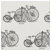 ヴィンテージの自転車の白黒生地 ファブリック (クローズアップ)