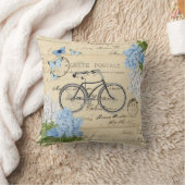ヴィンテージの自転車の青いアジサイのパリの装飾用クッション クッション (ブランケット)