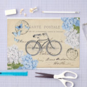 ヴィンテージの自転車の青い花の郵便はがきのティッシュペーパー 薄葉紙 (クラフト)