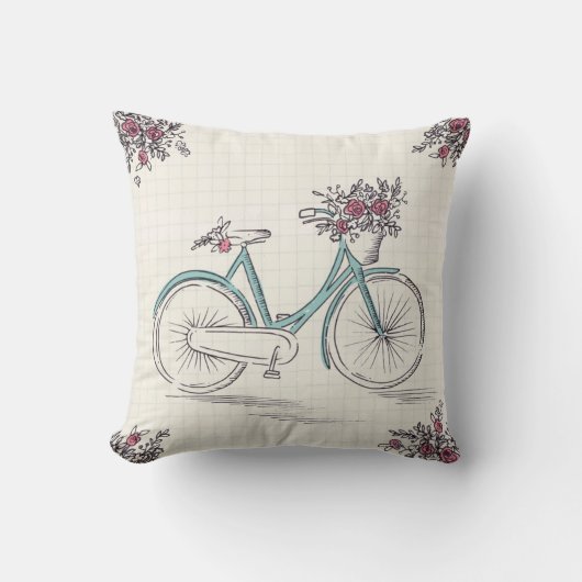 ヴィンテージの自転車ポリエステル装飾用クッション クッション (正面)