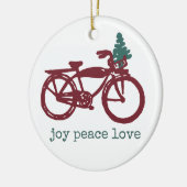 ヴィンテージの自転車及びクリスマスツリーのデザイン セラミックオーナメント (左)
