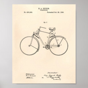 ヴィンテージの自転車1890のパテントの芸術-古いPeper ポスター