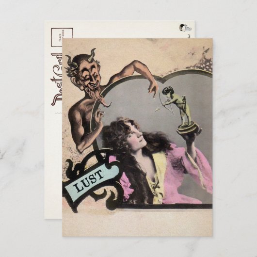 ヴィンテージの致命的な罪の欲望のはがき ポストカード (正面/裏面)