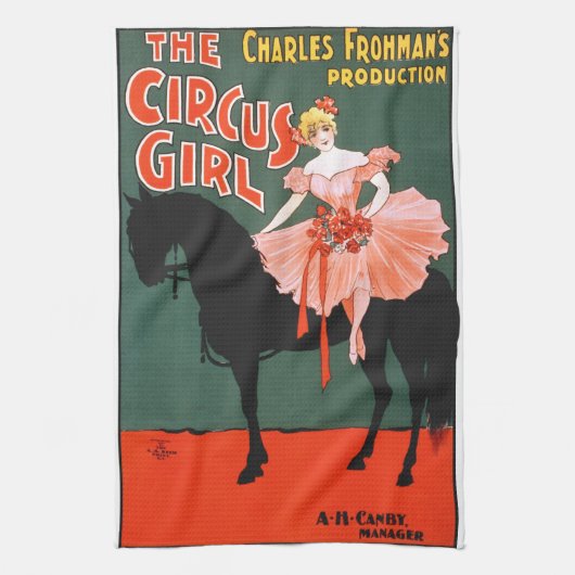 ヴィンテージの舞台芸術ポスターサーカスの女の子 キッチンタオル (縦)