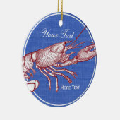 ヴィンテージの航海ので赤いロブスターのカスタムなビーチハウス セラミックオーナメント (右)