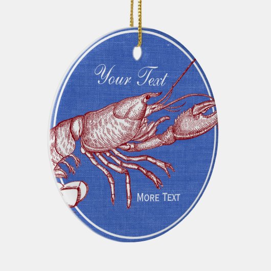 ヴィンテージの航海ので赤いロブスターのカスタムなビーチハウス セラミックオーナメント (右)