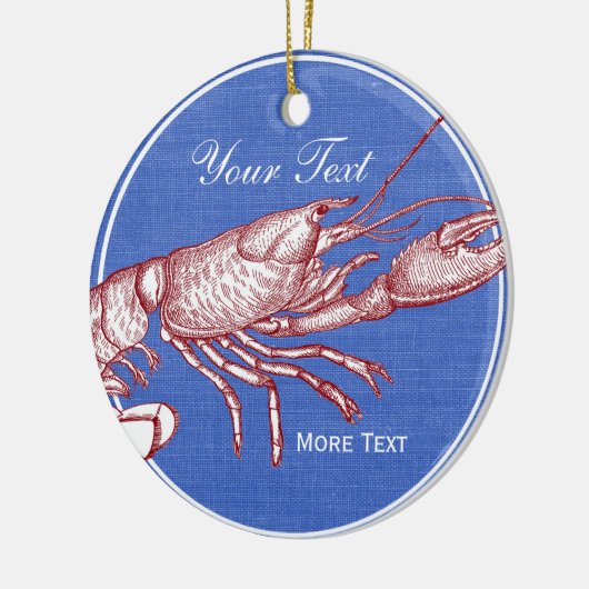 ヴィンテージの航海ので赤いロブスターのカスタムなビーチハウス セラミックオーナメント (左)