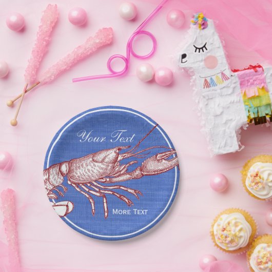 ヴィンテージの航海ので赤いロブスターのカスタムなビーチハウス ペーパープレート (パーティー)