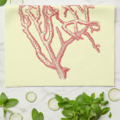 ヴィンテージの航海ので赤い珊瑚(背景をカスタマイズ) キッチンタオル (折り畳み)