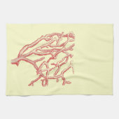 ヴィンテージの航海ので赤い珊瑚(背景をカスタマイズ) キッチンタオル (横)