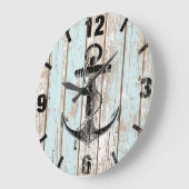 ヴィンテージの航海のないかりのストライプな木 ラージ壁時計 (傾斜)