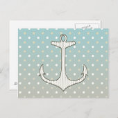 ヴィンテージの航海のないかりの青いタンの白の水玉模様 ポストカード (正面/裏面)