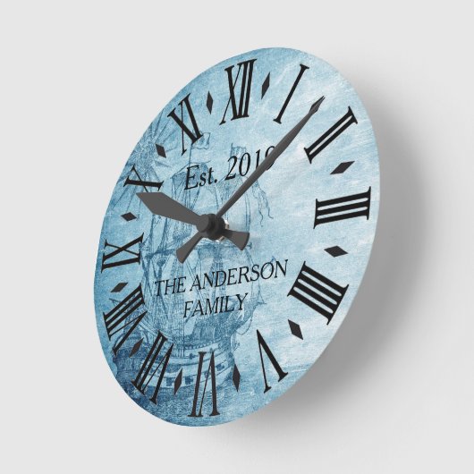 ヴィンテージの航海のなエレガントな姓のローマ数字 ラウンド壁時計 (傾斜)