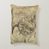 ヴィンテージの航海のなコンパスおよび地図 アクセントクッション (裏面(縦))