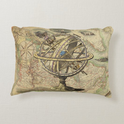 ヴィンテージの航海のなコンパスおよび地図 アクセントクッション (裏面)