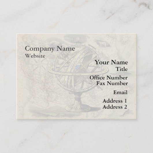 ヴィンテージの航海のなコンパスおよび地図 名刺 (正面)