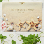 ヴィンテージの航海のなビーチによって確立される家族 キッチンタオル (折り畳み)