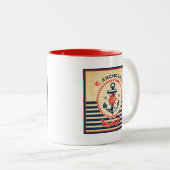 ヴィンテージの航海のなポスター ツートーンマグカップ (正面右)