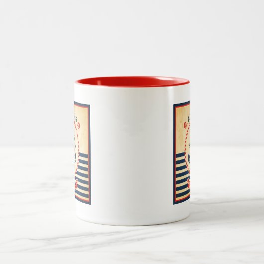 ヴィンテージの航海のなポスター ツートーンマグカップ (中央)